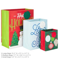 Hallmark Let It Snow 8-Pack Holiday Gift Bags, Assorted Sizes And Designs -Hallmark Sales 8 Pack Assorted Holiday Gift Bags XGB1403 03