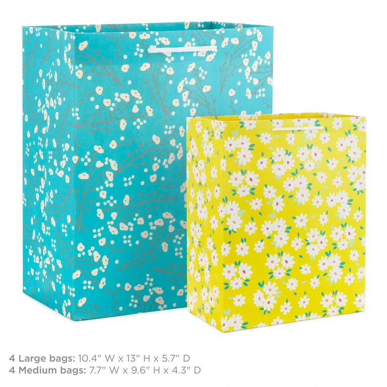 Hallmark Assorted Floral And Solid 8-Pack Medium And Large Gift Bags 3 Hallmark Assorted Floral And Solid 8-Pack Medium And Large Gift Bags - Image 3
