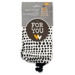 Hallmark 28" Black Dots With Heart Fabric Gift Bag With Tag -Hallmark Sales Black Dots With Heart Fabric Gift Bag With Tag 1499EGB7347 04