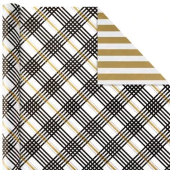 Hallmark Black And Gold 4-Pack Reversible Holiday Wrapping Paper Assortment, 150 Sq. Ft. -Hallmark Sales Black and Gold Reversible Wrapping Paper Assortment 5JXW1737 04