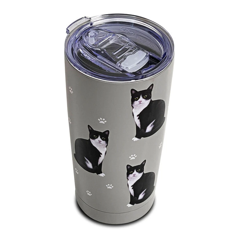 E&S Pets Tuxedo Cat Stainless Steel Tumbler, 20 Oz. 2 E&S Pets Tuxedo Cat Stainless Steel Tumbler, 20 Oz. - Image 2
