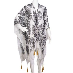 Amanda Blu Black/White Floral Print Women's Ruana Wrap