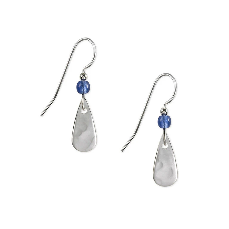 Silver Forest Blue Bead And Silver-Tone Metal Teardrop Earrings 1 Silver Forest Blue Bead And Silver-Tone Metal Teardrop Earrings