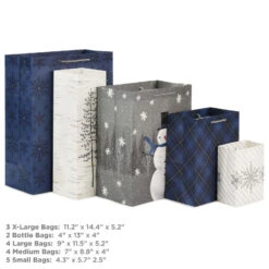 Hallmark Bulk Blue And Gray 18-Pack Holiday Gift Bags, Assorted Sizes And Designs -Hallmark Sales Blue and Gray Holiday Gift Bags Bulk Pack 5XGB1425 03