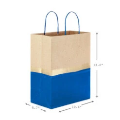 Hallmark 13" Blue And Kraft Paper 6-Pack Gift Bag -Hallmark Sales Blue and Kraft Paper 6Pack Large Gift Bags 5EGB6399 03