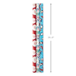 Hallmark Bright Joy 3-Pack Kids Reversible Christmas Wrapping Paper Assortment, 120 Sq. Ft. -Hallmark Sales Bright Assorted Kids Reversible Christmas Gift Wrap 5JXW1030 03