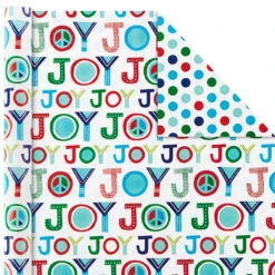 Hallmark Bright Joy 3-Pack Kids Reversible Christmas Wrapping Paper Assortment, 120 Sq. Ft. -Hallmark Sales Bright Assorted Kids Reversible Christmas Gift Wrap 5JXW1030 05