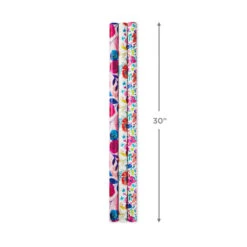 Hallmark Bright Florals 3-Pack Reversible Wrapping Paper, 120 Sq. Ft. Total -Hallmark Sales Bright Flowers 3Pack Reversible Wrapping Paper 5EWR2433 03