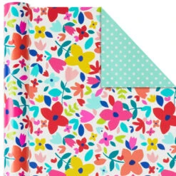 Hallmark Bright Florals 3-Pack Reversible Wrapping Paper, 120 Sq. Ft. Total -Hallmark Sales Bright Flowers 3Pack Reversible Wrapping Paper 5EWR2433 04