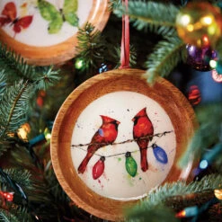 Cardinals On Light String Wood Ornament -Hallmark Sales Cardinals on Light String Wooden Ornament 2020230122 03
