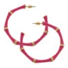 Celeste Pink Enamel Bamboo Hoop Earrings