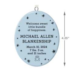 Hallmark Ceramic Personalized Ornament—Vertical Oval -Hallmark Sales Ceramic Personalized OrnamentVertical Oval 1999QHE1739B2 03