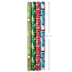 Hallmark Christmas Cheer 4-Pack Reversible Wrapping Paper Assortment, 150 Sq. Ft. -Hallmark Sales Christmas Cheer Assortment Reversible Wrapping Paper 5JXW1736 03
