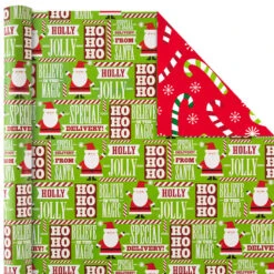 Hallmark Christmas Cheer 4-Pack Reversible Wrapping Paper Assortment, 150 Sq. Ft. -Hallmark Sales Christmas Cheer Assortment Reversible Wrapping Paper 5JXW1736 04