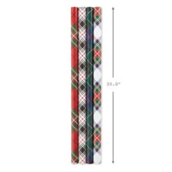Hallmark Classic Plaids 4-Pack Wrapping Paper Assortment, 120 Sq. Ft. -Hallmark Sales Classic Plaids Christmas Wrapping Paper Assortment 5JXW1040 08