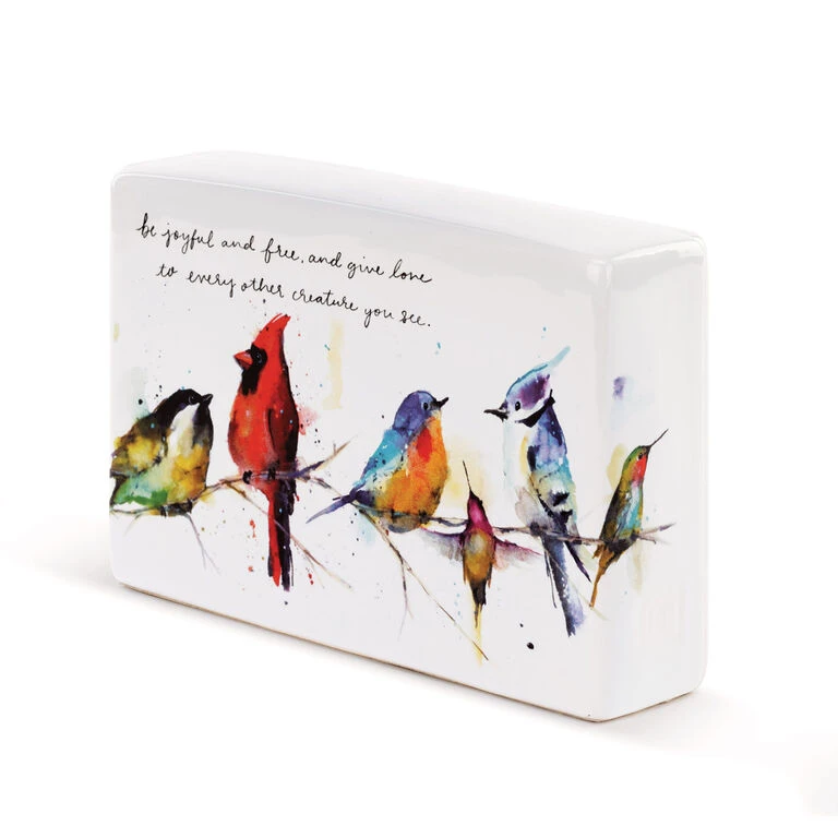 Demdaco Little Birds Ceramic Quote Block, 6x4 2 Demdaco Little Birds Ceramic Quote Block, 6x4 - Image 2