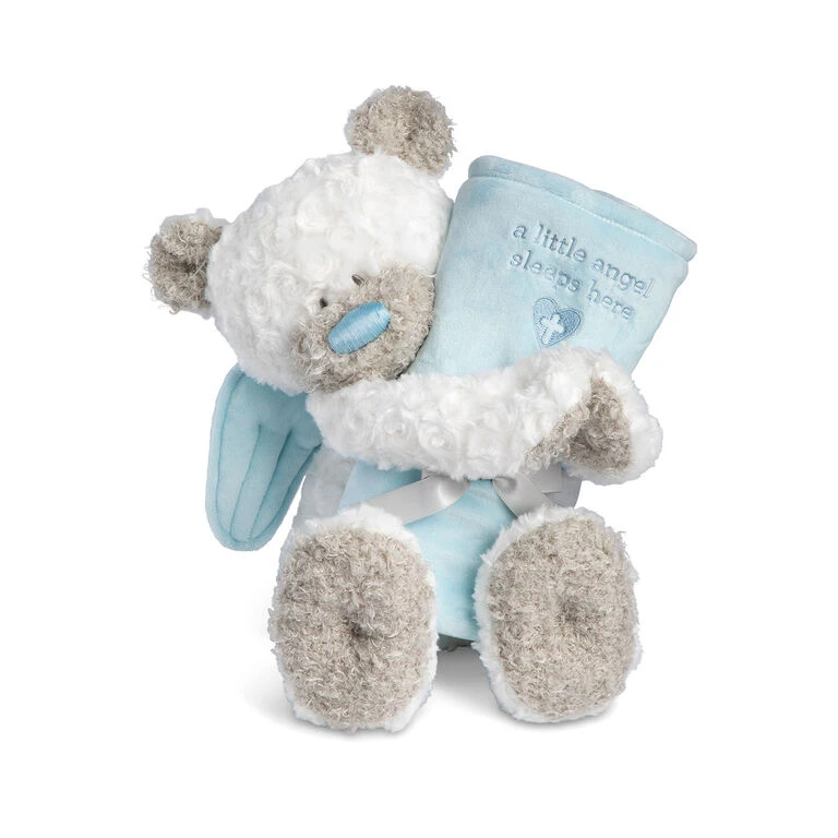 Demdaco Guardian Angel Bear And Blue Blanket, Set Of 2 1 Demdaco Guardian Angel Bear And Blue Blanket, Set Of 2