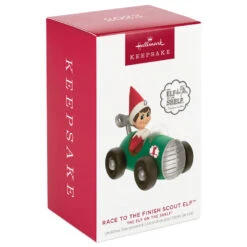 Hallmark The Elf On The Shelf® Race To The Finish Scout Elf™ Ornament -Hallmark Sales Elf on the Shelf in Race Car Keepsake Ornament 1799QXI7357 04