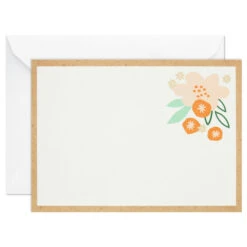 Hallmark Ivory Floral Flat Note Cards In Caddy, Box Of 40 -Hallmark Sales Floral SinglePanel Note Cards With Caddy 3CNT5048 04