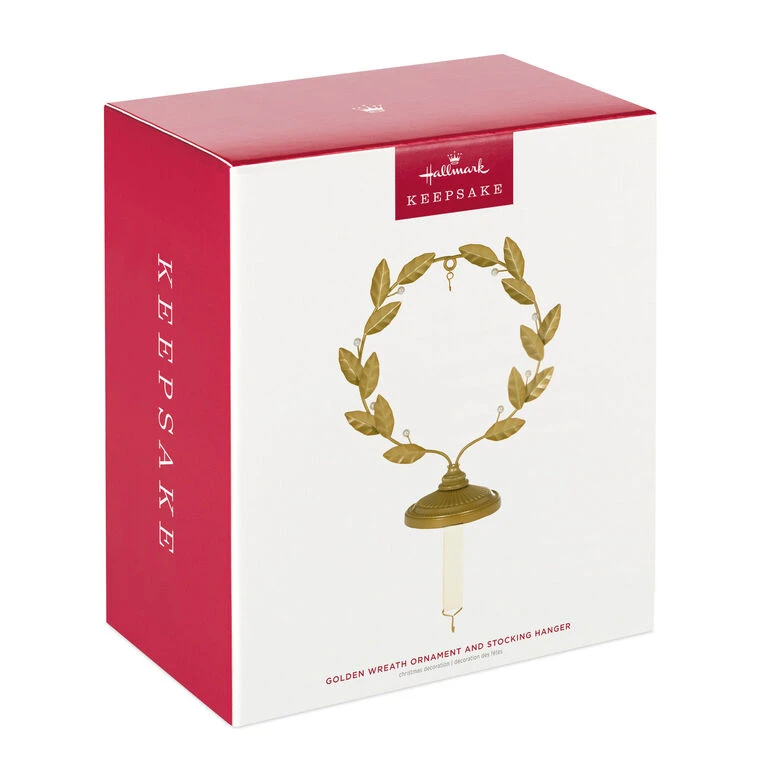 Hallmark Golden Wreath Metal Ornament And Stocking Hanger 4 Hallmark Golden Wreath Metal Ornament And Stocking Hanger - Image 4