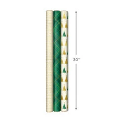 Hallmark Gold And Green 3-Pack Christmas Wrapping Paper Assortment, 120 Sq. Ft. -Hallmark Sales Gold and Green Assortment Christmas Gift Wrap 5JXW1204 04