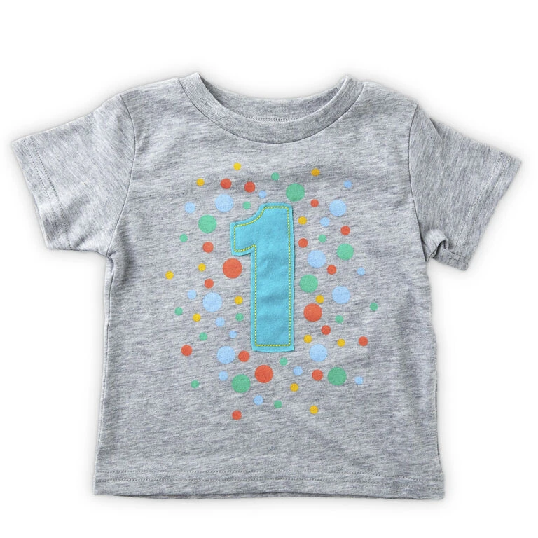 Hallmark Gray First Birthday T-Shirt, 12 Months 1 Hallmark Gray First Birthday T-Shirt, 12 Months