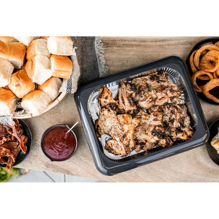 Charcoal Fancy Panz Rectangle Foil Pan 2-in-1 Deep Serving Tray 2 Charcoal Fancy Panz Rectangle Foil Pan 2-in-1 Deep Serving Tray - Image 2