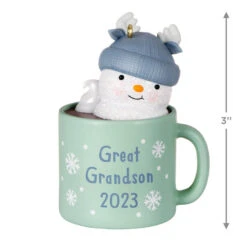 Hallmark Great-Grandson Hot Cocoa Mug 2023 Ornament 8 Hallmark Great-Grandson Hot Cocoa Mug 2023 Ornament -Hallmark Sales GreatGrandson Snowman in Mug Keepsake Ornament 1399QGO2567 03