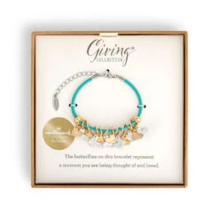 Demdaco Giving Collection Hearts And Butterflies Charm Bracelet -Hallmark Sales Hearts and Butterflies Teal Charm Bracelet 1004440261 03