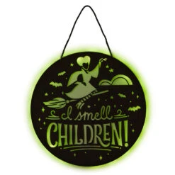 Hallmark Disney Hocus Pocus I Smell Children Porch Decor With Light 7 Hallmark Disney Hocus Pocus I Smell Children Porch Decor With Light -Hallmark Sales Hocus Pocus LightUp Metal Door Sign 1HGN1526 04