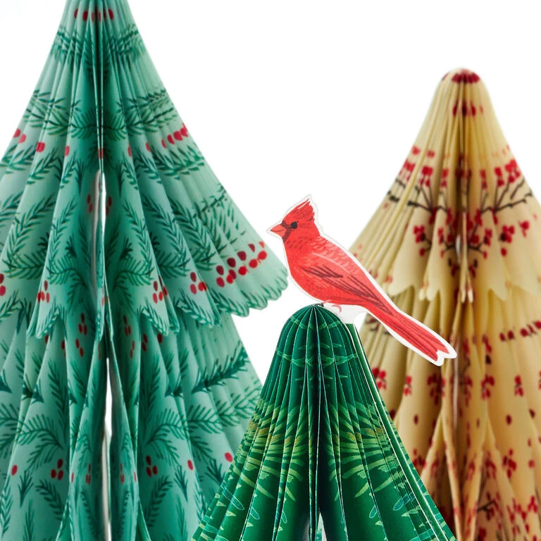 Hallmark Honeycomb Trees 3D Pop-Up Christmas Decorations, Set Of 3 2 Hallmark Honeycomb Trees 3D Pop-Up Christmas Decorations, Set Of 3 - Image 2
