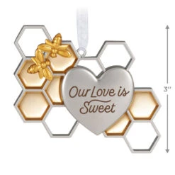 Hallmark Our Love Is Sweet Metal Ornament -Hallmark Sales Honeycomb and Heart Keepsake Ornament 1799QHX3027 03
