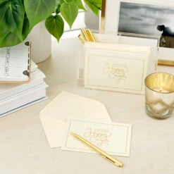 Hallmark Bulk Ivory And Gold Blank Wedding Thank-You Notes, Box Of 100 -Hallmark Sales Ivory and Gold Blank Wedding ThankYou Notes Bulk Pack 5STZ1065 07
