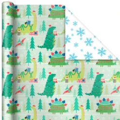 Hallmark Winter Friends 3-Pack Reversible Kids Christmas Wrapping Paper Assortment, 120 Sq. Ft. -Hallmark Sales Kids Reversible Christmas Gift Wrap Assortment 5JXW1073 04