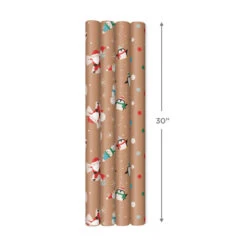 Hallmark Kraft Assorted 4-Pack Christmas Wrapping Paper, 88 Sq. Ft. -Hallmark Sales Kraft Christmas Wrapping Paper for Kids JXW1085 08
