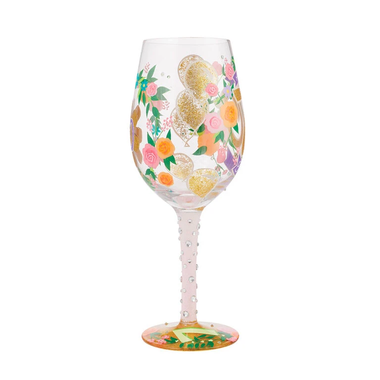 Lolita Happy 70th Birthday Handpainted Wine Glass, 15 Oz. 2 Lolita Happy 70th Birthday Handpainted Wine Glass, 15 Oz. - Image 2