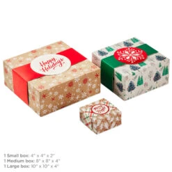 Hallmark Merry And Bright 3-Pack Christmas Gift Boxes, Assorted Sizes And Designs -Hallmark Sales Merry and Bright Assorted Christmas Gift Boxes 5XBC1129 03