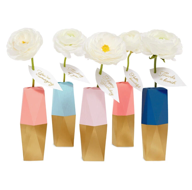 Hallmark Mini Paper Vase Kit, Pack Of 5 With Water Vials And Leaf Tags 1 Hallmark Mini Paper Vase Kit, Pack Of 5 With Water Vials And Leaf Tags