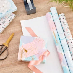 Hallmark Modern Muted 3-Pack Wrapping Paper, 55 Sq. Ft. Total -Hallmark Sales Modern Muted 3Pack Wrapping Paper Rolls 5EWR6369 03