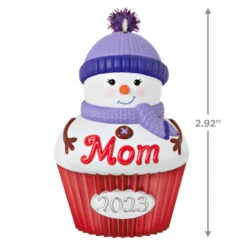 Hallmark Mom Cupcake 2023 Ornament -Hallmark Sales Mom Snowman Cupcake 2023 Keepsake Ornament 1399QGO2529 03