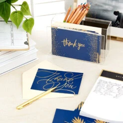 Hallmark Bulk Navy And Gold Assorted Blank Thank-You Notes, Box Of 120 -Hallmark Sales Navy and Gold Assorted Blank ThankYou Notes Bulk Pack 5STZ1064 07
