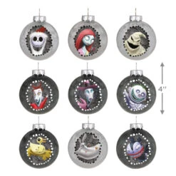 Hallmark Disney Tim Burton's The Nightmare Before Christmas Halloween Town Glass Ornaments, Set Of 9 -Hallmark Sales Nightmare Before Christmas Glass Ball Keepsake Ornaments 2999QSB6289 03