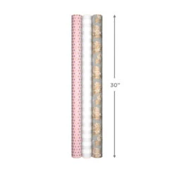Hallmark Pink And Gray 3-Pack Wrapping Paper, 85 Sq. Ft. Total -Hallmark Sales Pink and Gray 2 Standard 1 Foil 3Pack Gift Wrap 5EWR6421 08