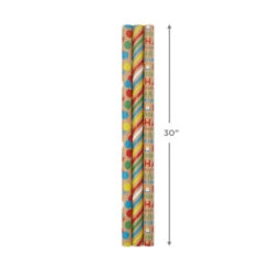 Hallmark Primary Birthday 3-Pack Kraft Wrapping Paper, 105 Sq. Ft. Total -Hallmark Sales Primary Birthday 3Pack Kraft Wrapping Paper 5EWR6409 03