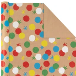 Hallmark Primary Birthday 3-Pack Kraft Wrapping Paper, 105 Sq. Ft. Total -Hallmark Sales Primary Birthday 3Pack Kraft Wrapping Paper 5EWR6409 04