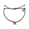 Pura Vida Lovestruck Silver Charm On Black Braided Bracelet