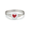 Pura Vida Silver Ring With Enamel Heart Bead, Size 6