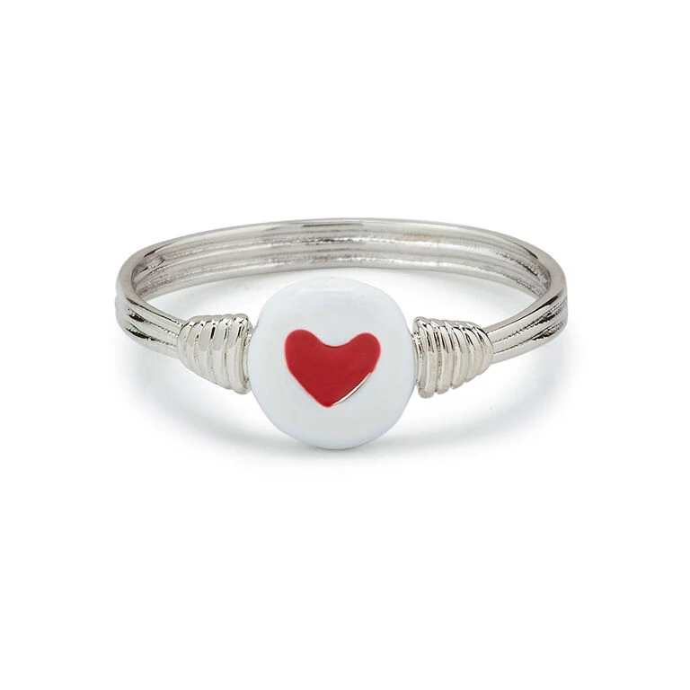 Pura Vida Silver Ring With Enamel Heart Bead, Size 6 1 Pura Vida Silver Ring With Enamel Heart Bead, Size 6
