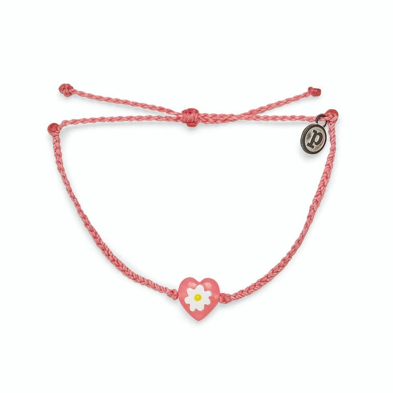 Pura Vida Pink Daisy Heart Charm Bracelet 1 Pura Vida Pink Daisy Heart Charm Bracelet