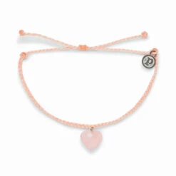 Pura Vida Stone Heart Rose Quartz Charm Bracelet